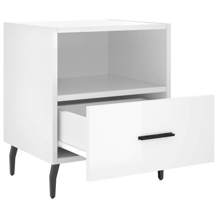Nachtkastjes 2 st 40x35x47,5 cm bewerkt hout hoogglans wit MeubelReus