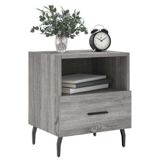 Nachtkastje 40x35x47,5 cm bewerkt hout betongrijs MeubelReus