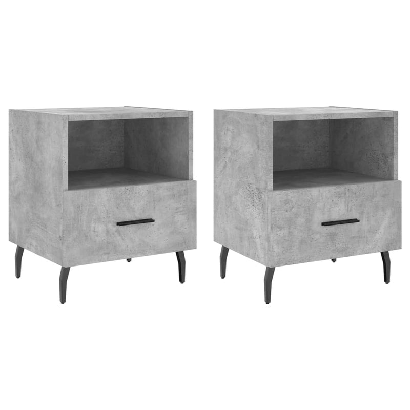 Nachtkastjes 2 st 40x35x47,5 cm bewerkt hout betongrijs MeubelReus
