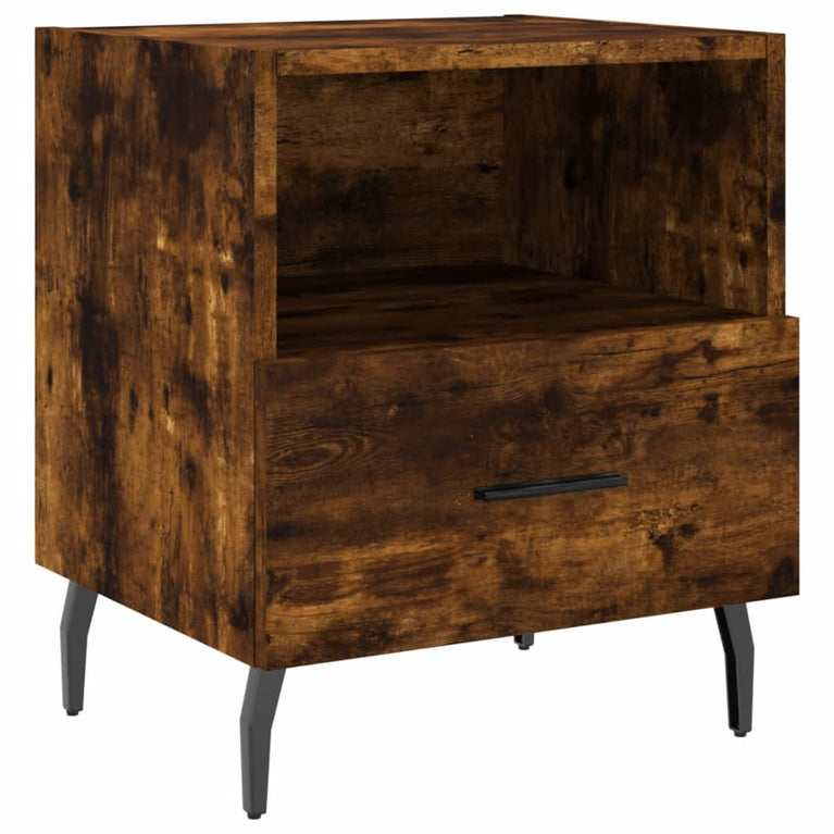 Nachtkastje 40x35x47,5 cm bewerkt hout gerookt eikenkleurig MeubelReus