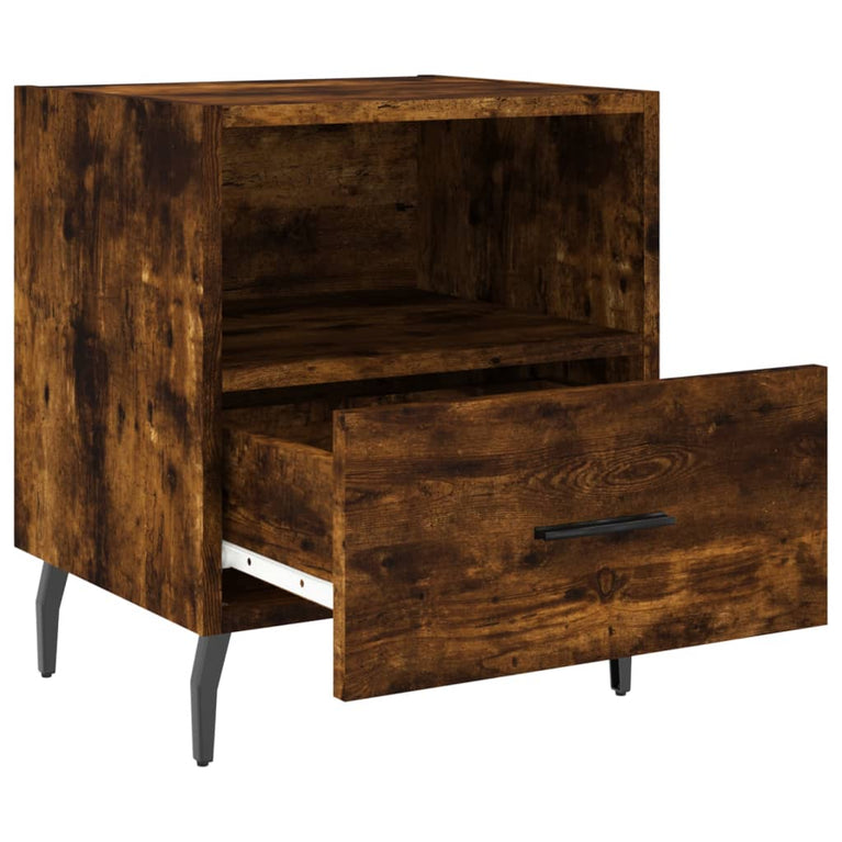 Nachtkastje 40x35x47,5 cm bewerkt hout gerookt eikenkleurig MeubelReus