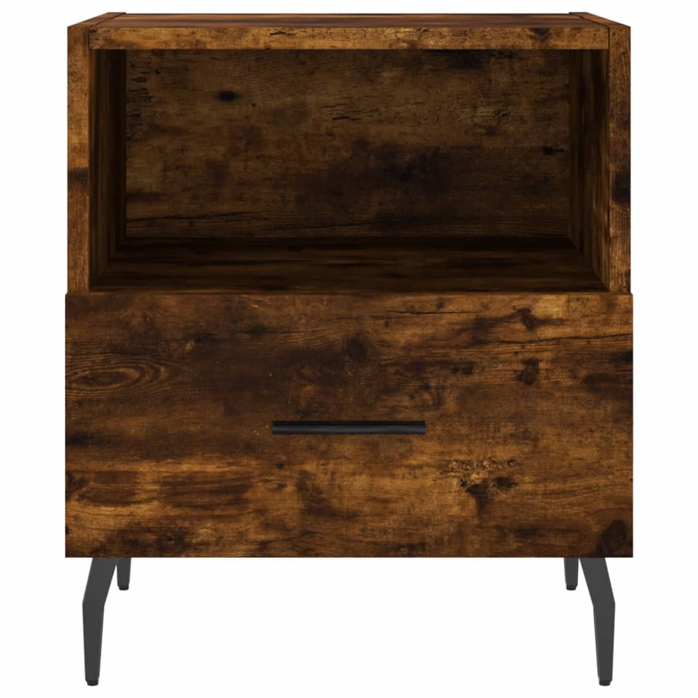 Nachtkastje 40x35x47,5 cm bewerkt hout gerookt eikenkleurig MeubelReus