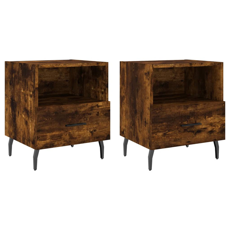 Nachtkastjes 2 st 40x35x47,5 cm bewerkt hout gerookt eikenkleur MeubelReus