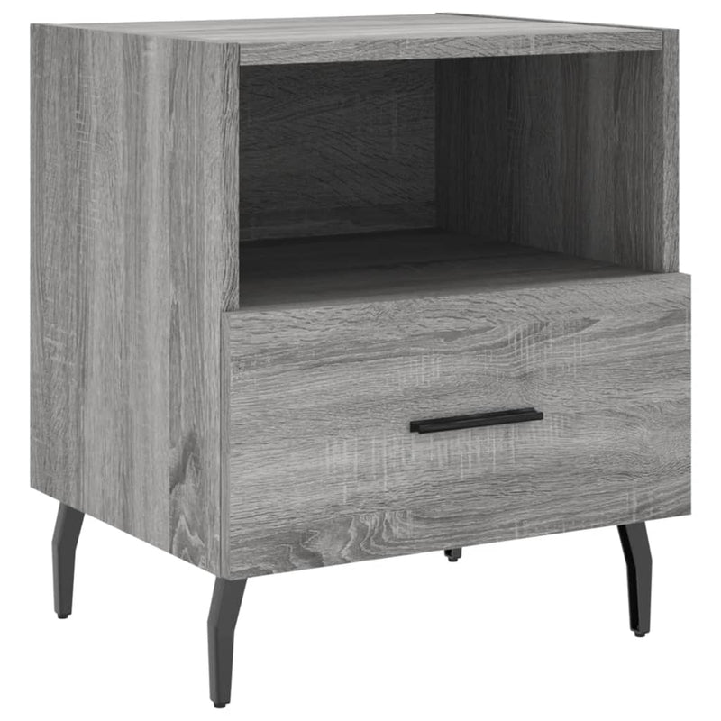 Nachtkastje 40x35x47,5 cm bewerkt hout grijs sonoma eikenkleur MeubelReus