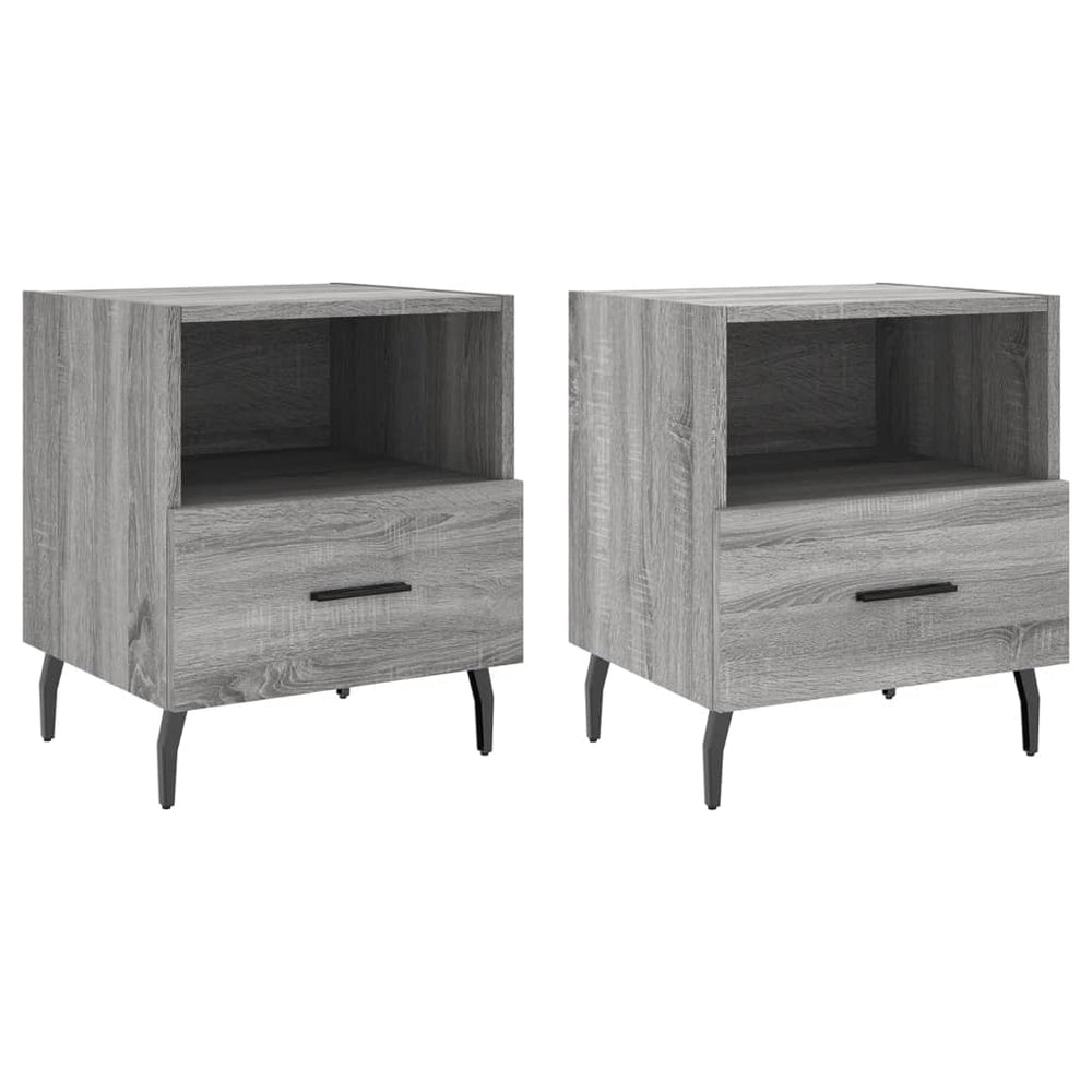 Nachtkastjes 2 st 40x35x47,5 cm bewerkt hout grijs sonoma eiken MeubelReus