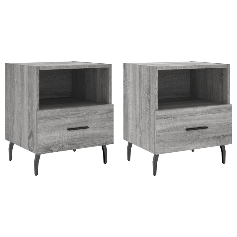 Nachtkastjes 2 st 40x35x47,5 cm bewerkt hout grijs sonoma eiken MeubelReus