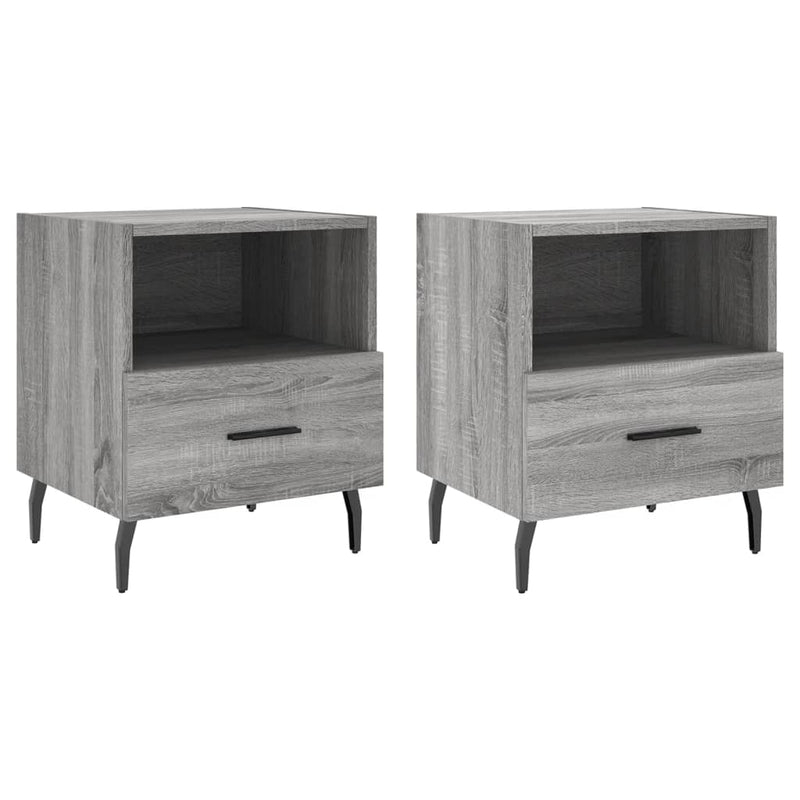 Nachtkastjes 2 st 40x35x47,5 cm bewerkt hout grijs sonoma eiken MeubelReus