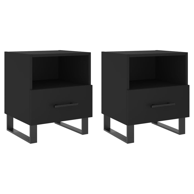 Nachtkastjes 2 st 40x35x47,5 cm bewerkt hout zwart MeubelReus