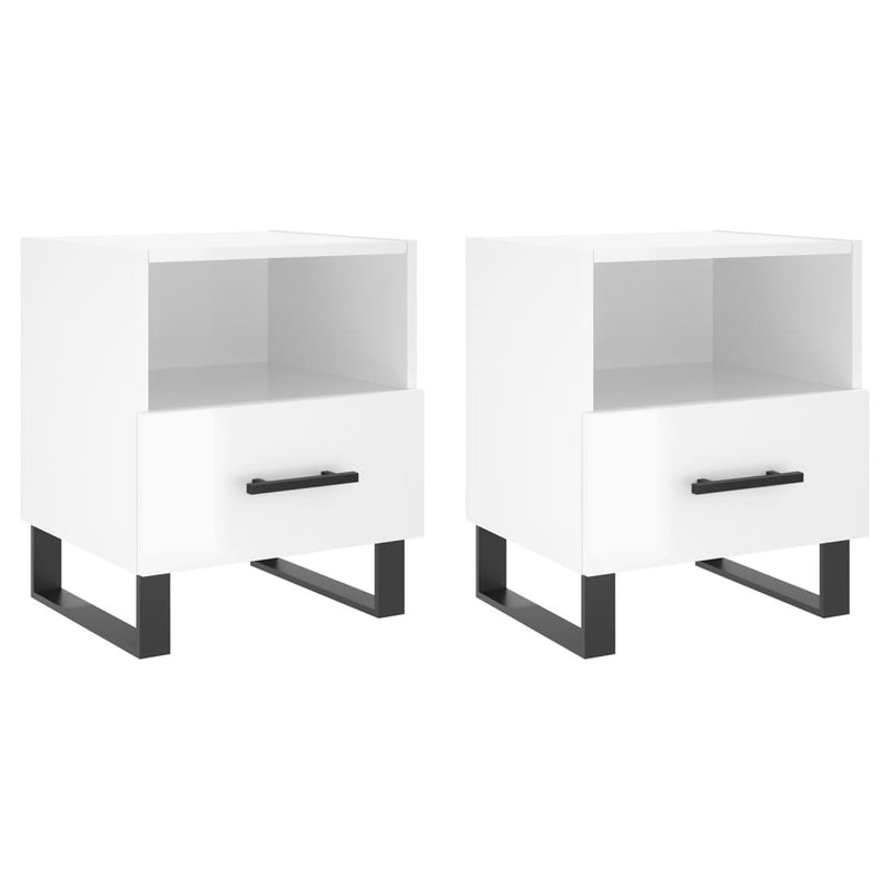 Nachtkastjes 2 st 40x35x47,5 cm bewerkt hout hoogglans wit MeubelReus