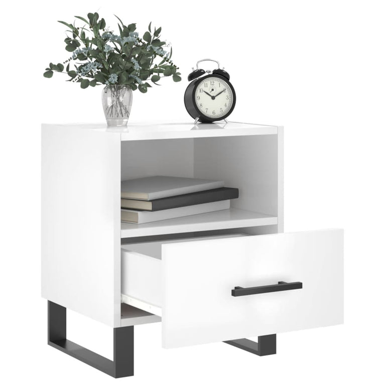 Nachtkastjes 2 st 40x35x47,5 cm bewerkt hout hoogglans wit MeubelReus