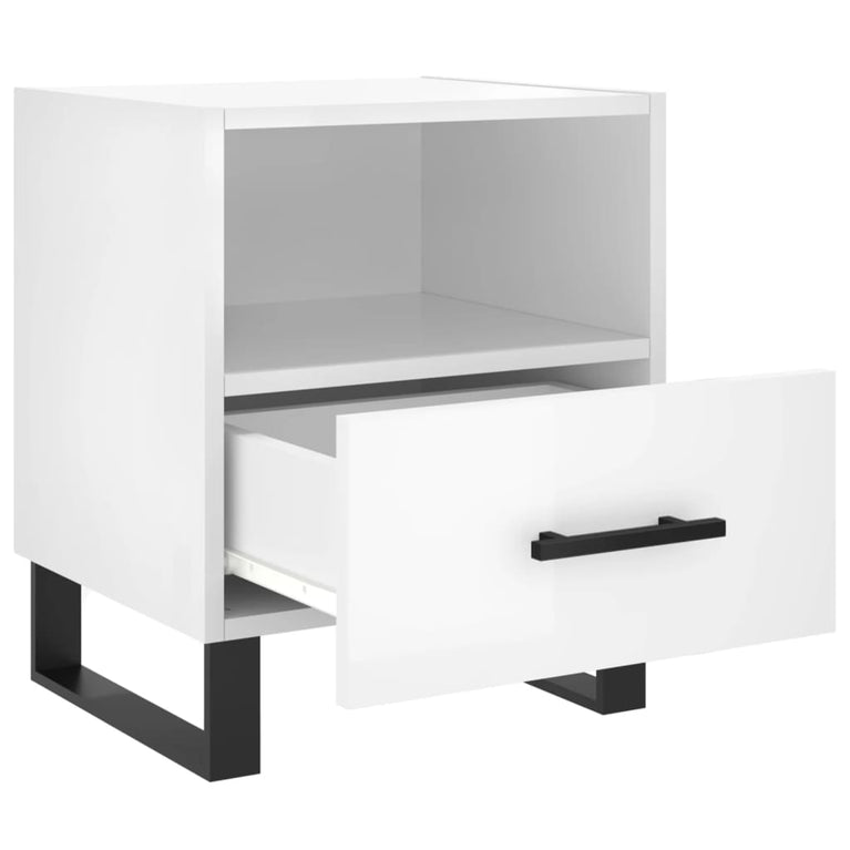 Nachtkastjes 2 st 40x35x47,5 cm bewerkt hout hoogglans wit MeubelReus