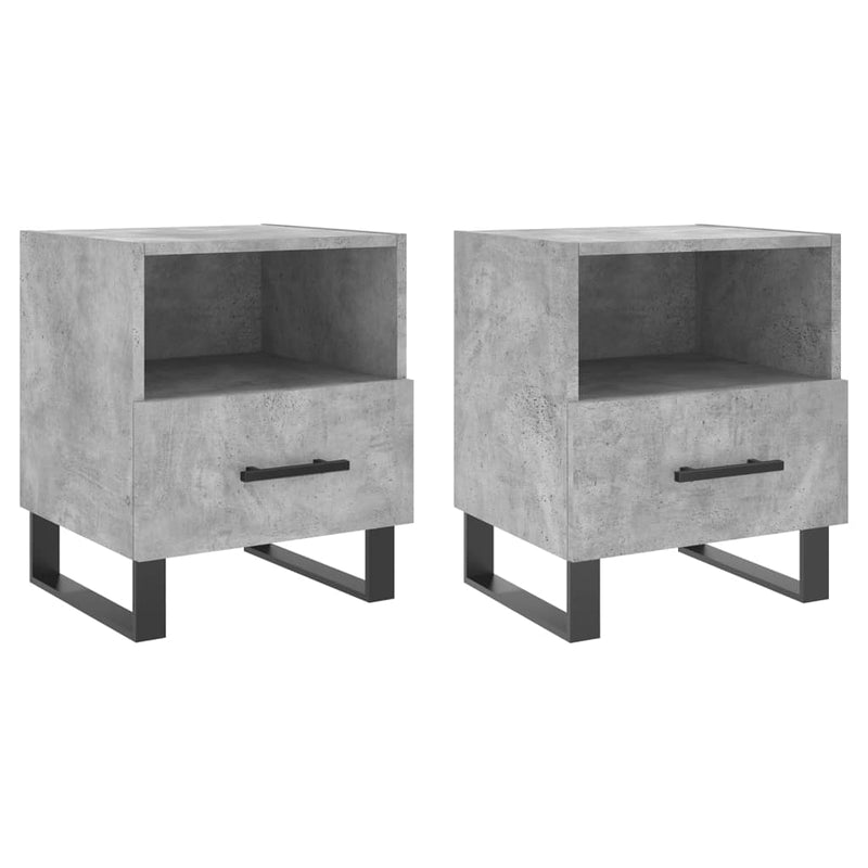 Nachtkastjes 2 st 40x35x47,5 cm bewerkt hout betongrijs MeubelReus