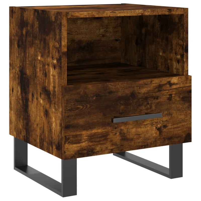 Nachtkastje 40x35x47,5 cm bewerkt hout gerookt eikenkleurig MeubelReus