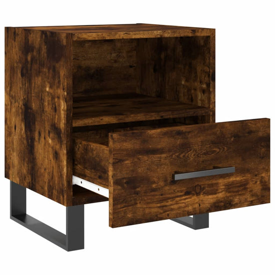 Nachtkastje 40x35x47,5 cm bewerkt hout gerookt eikenkleurig MeubelReus