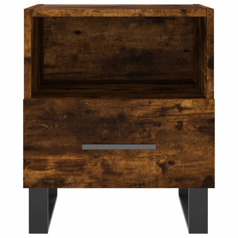 Nachtkastje 40x35x47,5 cm bewerkt hout gerookt eikenkleurig MeubelReus