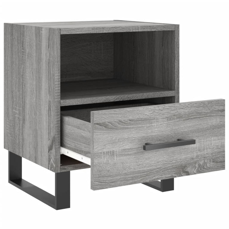 Nachtkastje 40x35x47,5 cm bewerkt hout grijs sonoma eikenkleur MeubelReus
