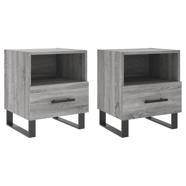 Nachtkastjes 2 st 40x35x47,5 cm bewerkt hout grijs sonoma eiken MeubelReus