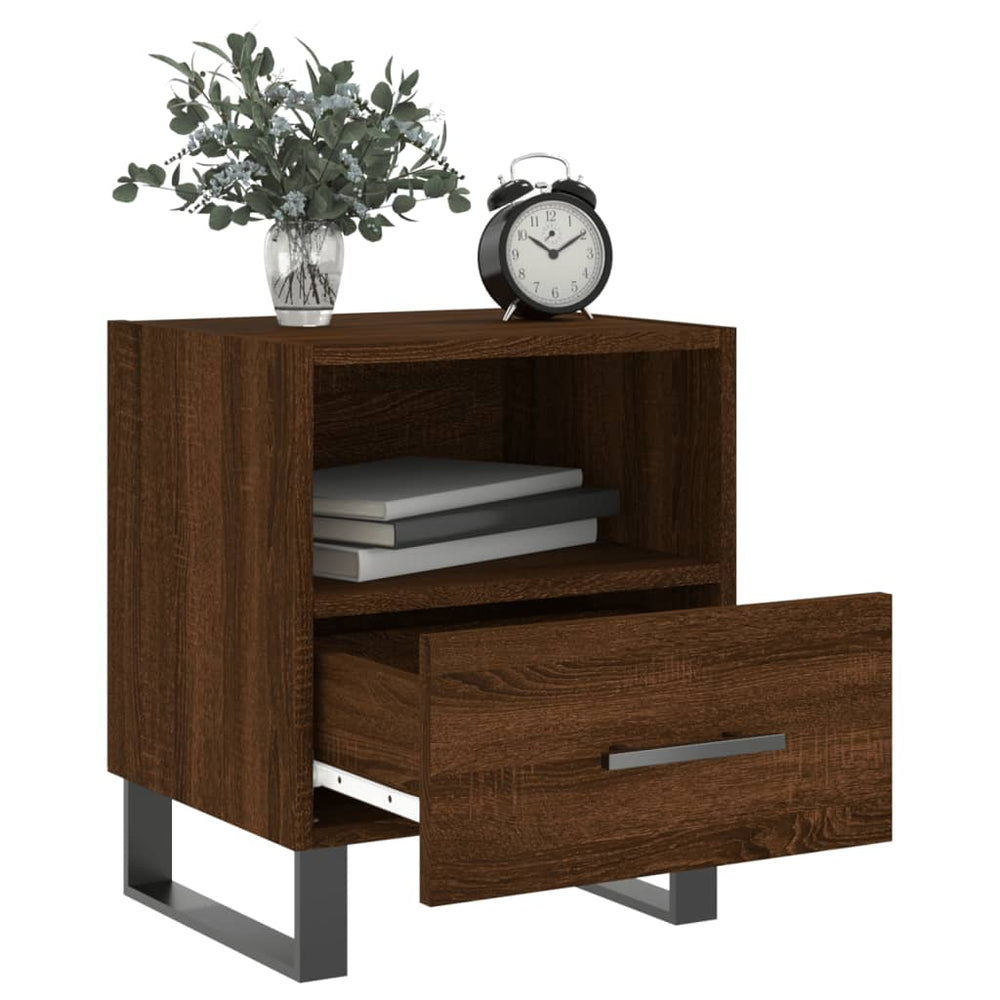 Nachtkastje 40x35x47,5 cm bewerkt hout bruin eikenkleur MeubelReus