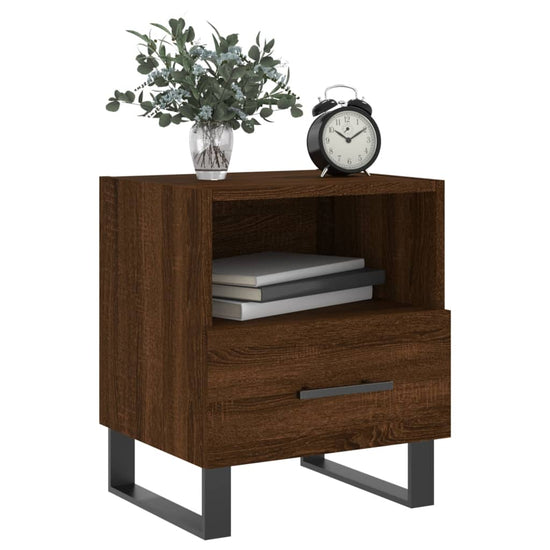 Nachtkastje 40x35x47,5 cm bewerkt hout bruin eikenkleur MeubelReus