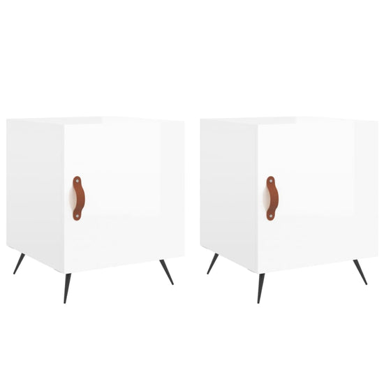 Nachtkastjes 2 st 40x40x50 cm bewerkt hout hoogglans wit MeubelReus