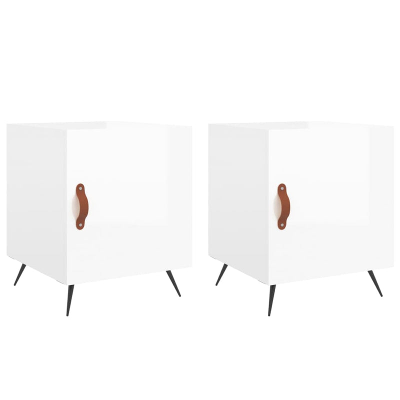 Nachtkastjes 2 st 40x40x50 cm bewerkt hout hoogglans wit MeubelReus