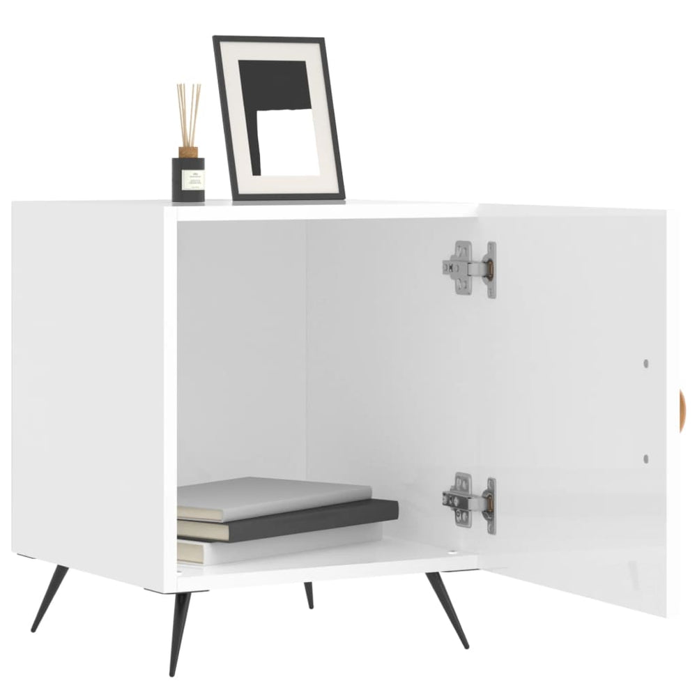 Nachtkastjes 2 st 40x40x50 cm bewerkt hout hoogglans wit MeubelReus