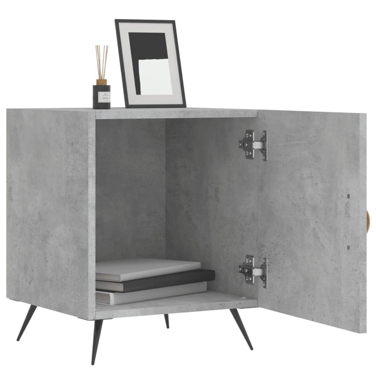Nachtkastje 40x40x50 cm bewerkt hout betongrijs MeubelReus