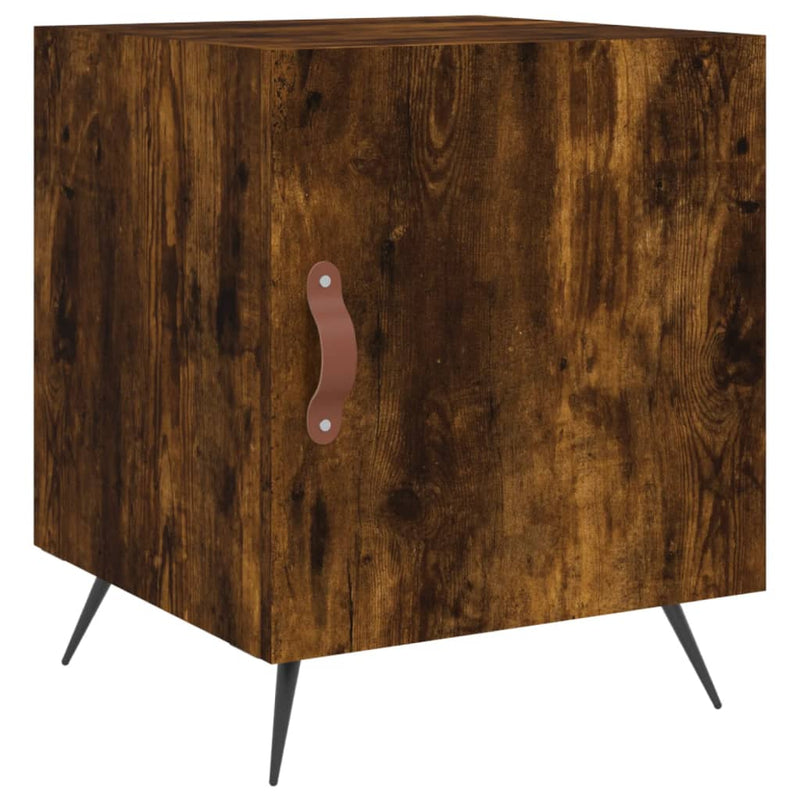 Nachtkastje 40x40x50 cm bewerkt hout gerookt eikenkleurig MeubelReus