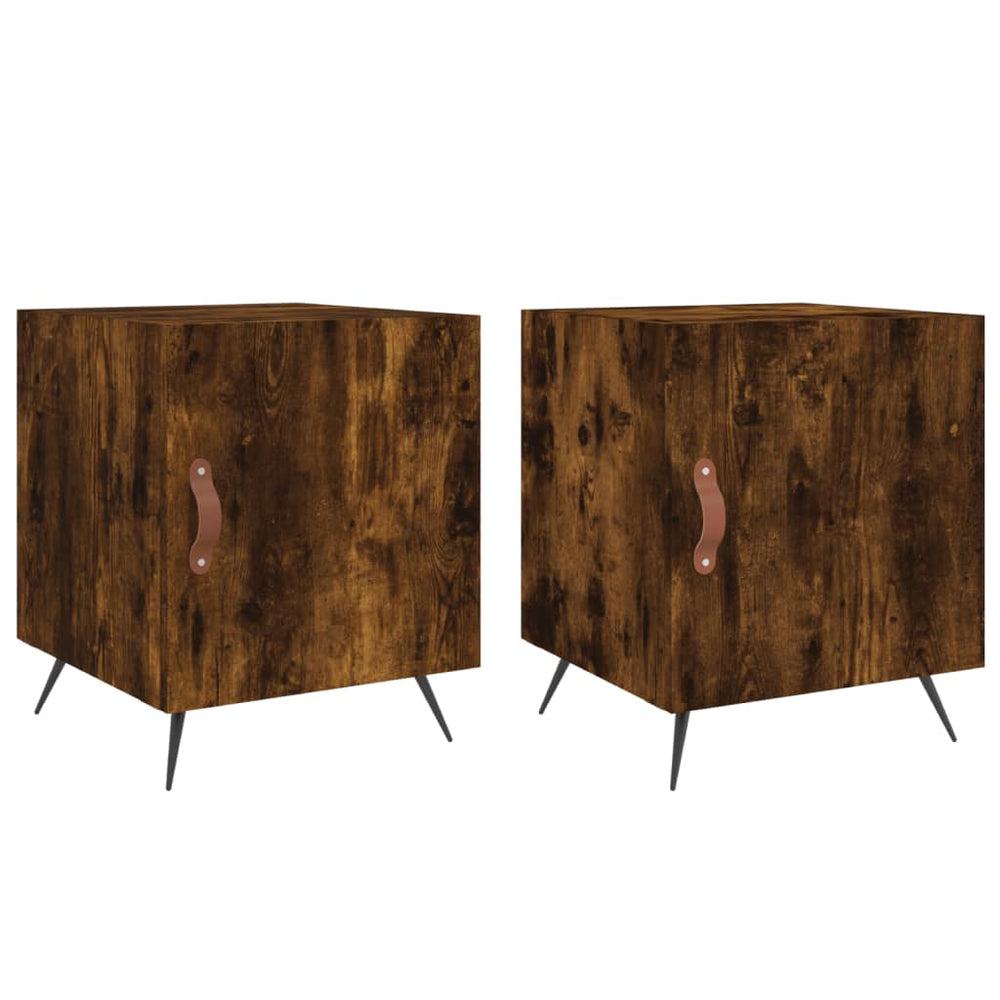 Nachtkastjes 2 st 40x40x50 cm bewerkt hout gerookt eikenkleurig MeubelReus