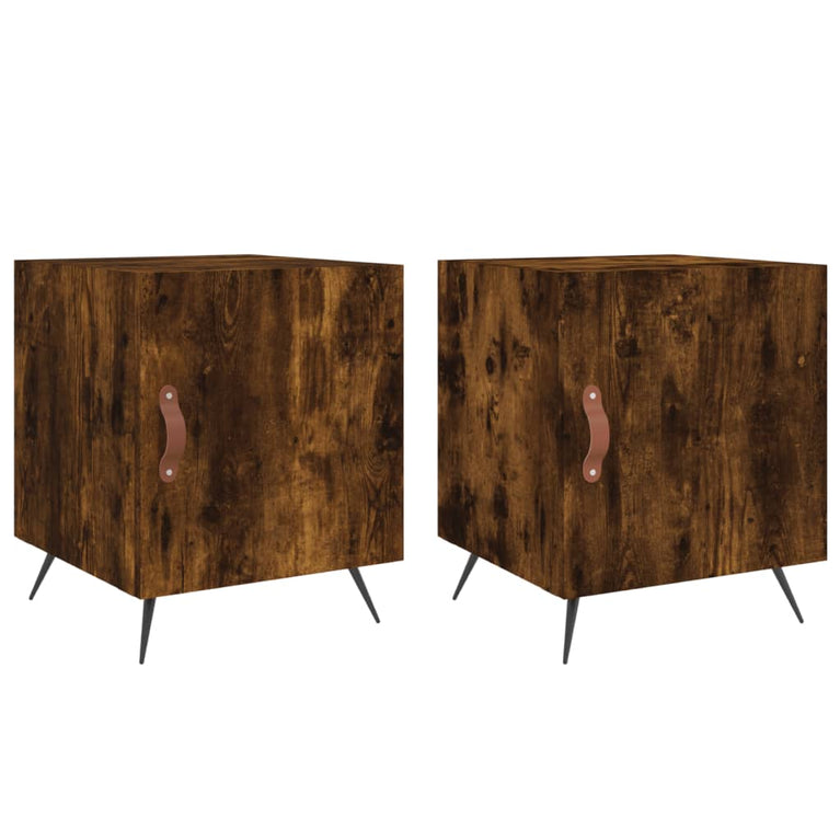Nachtkastjes 2 st 40x40x50 cm bewerkt hout gerookt eikenkleurig MeubelReus