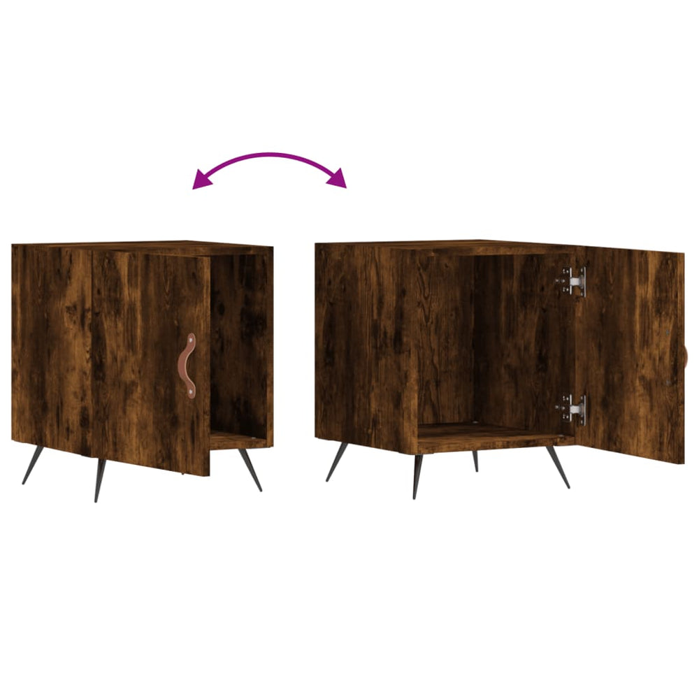 Nachtkastjes 2 st 40x40x50 cm bewerkt hout gerookt eikenkleurig MeubelReus