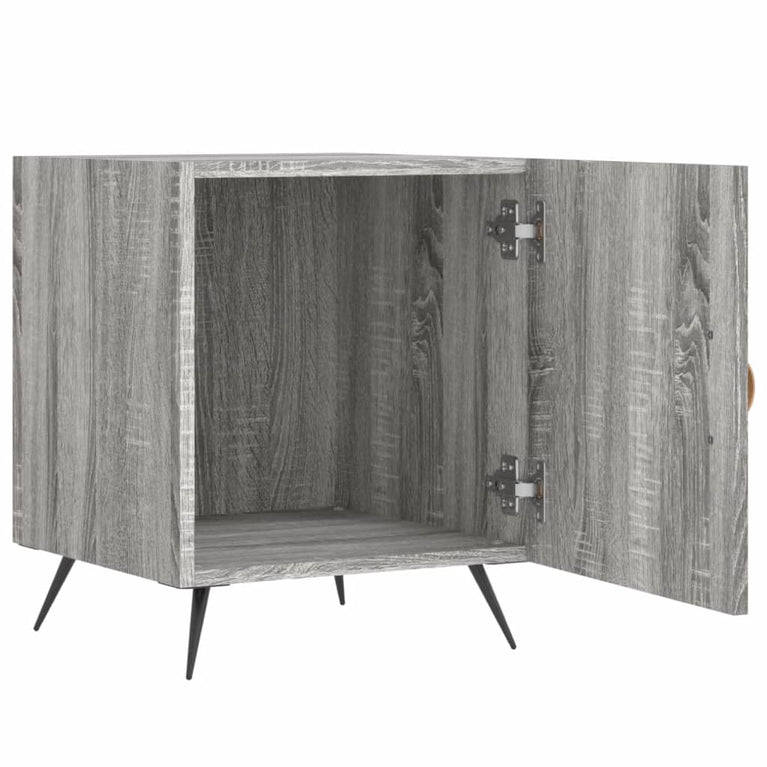 Nachtkastje 40x40x50 cm bewerkt hout grijs sonoma eikenkleurig MeubelReus