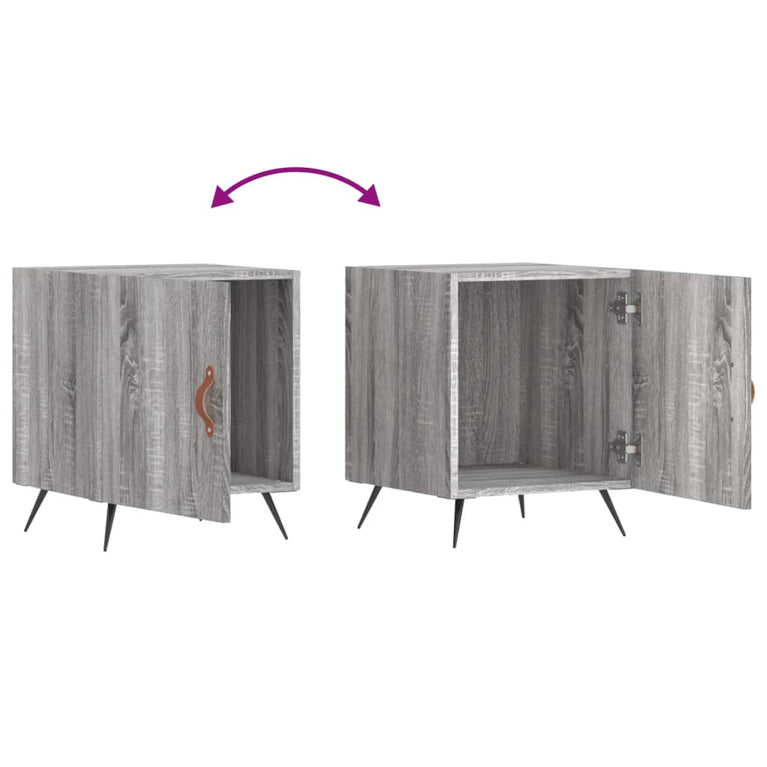 Nachtkastje 40x40x50 cm bewerkt hout grijs sonoma eikenkleurig MeubelReus
