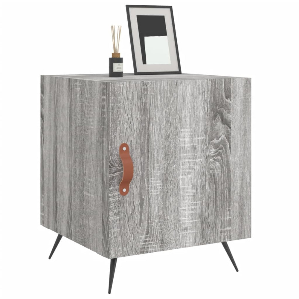 Nachtkastje 40x40x50 cm bewerkt hout grijs sonoma eikenkleurig MeubelReus