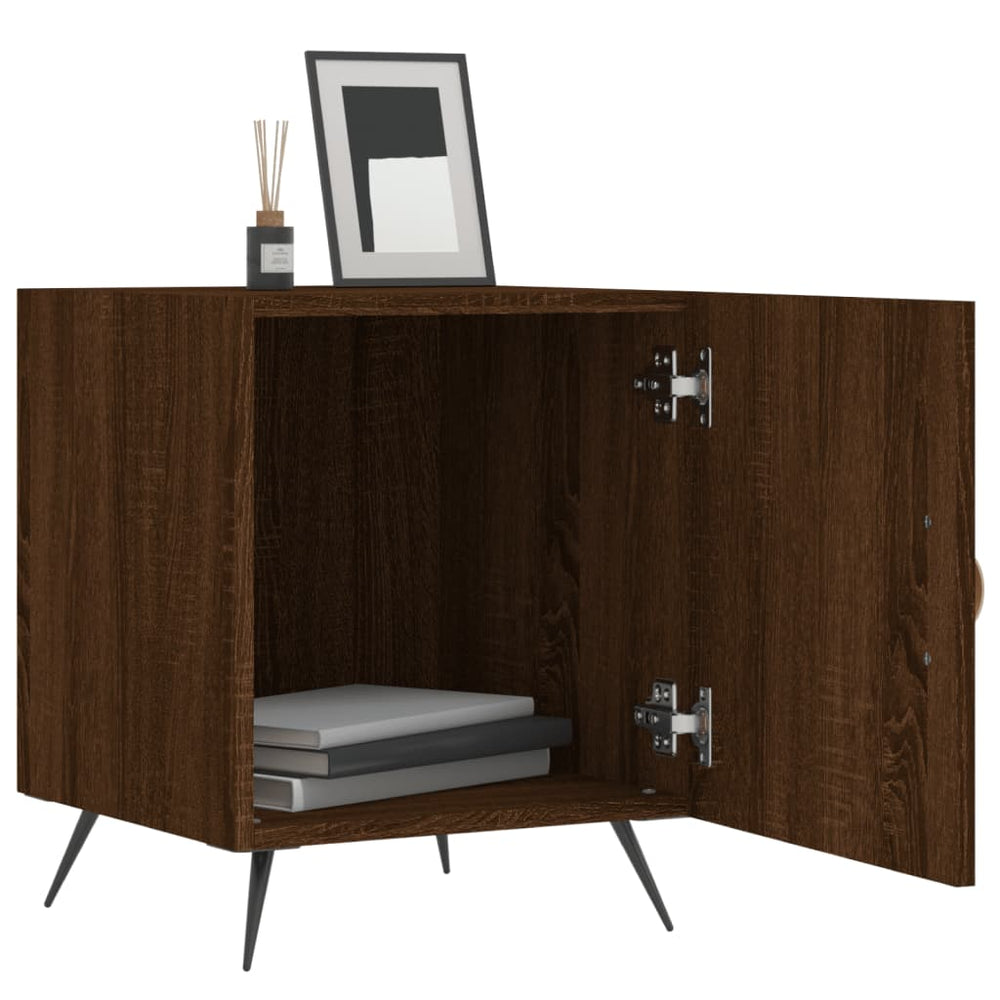 Nachtkastje 40x40x50 cm bewerkt hout bruin eikenkleur MeubelReus