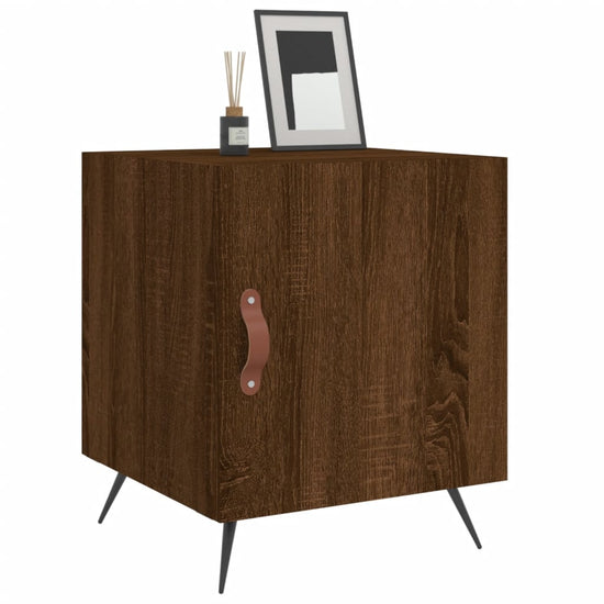 Nachtkastje 40x40x50 cm bewerkt hout bruin eikenkleur MeubelReus