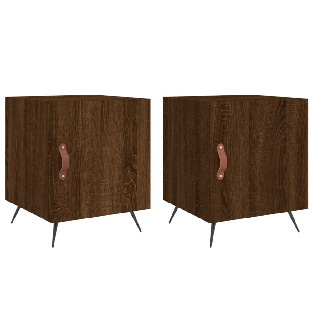 Nachtkastjes 2 st 40x40x50 cm bewerkt hout bruin eikenkleur MeubelReus