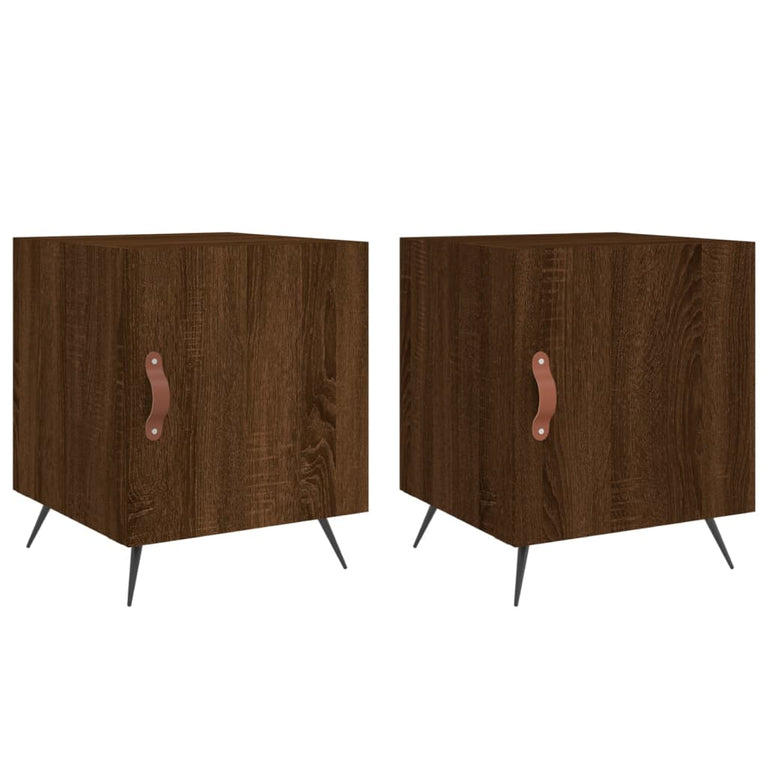 Nachtkastjes 2 st 40x40x50 cm bewerkt hout bruin eikenkleur MeubelReus