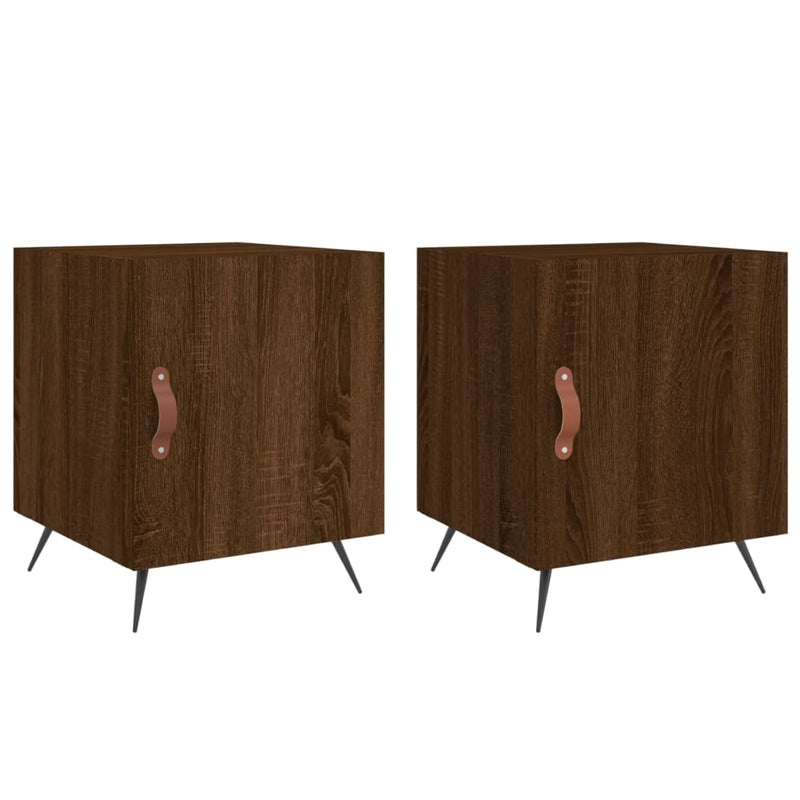Nachtkastjes 2 st 40x40x50 cm bewerkt hout bruin eikenkleur MeubelReus