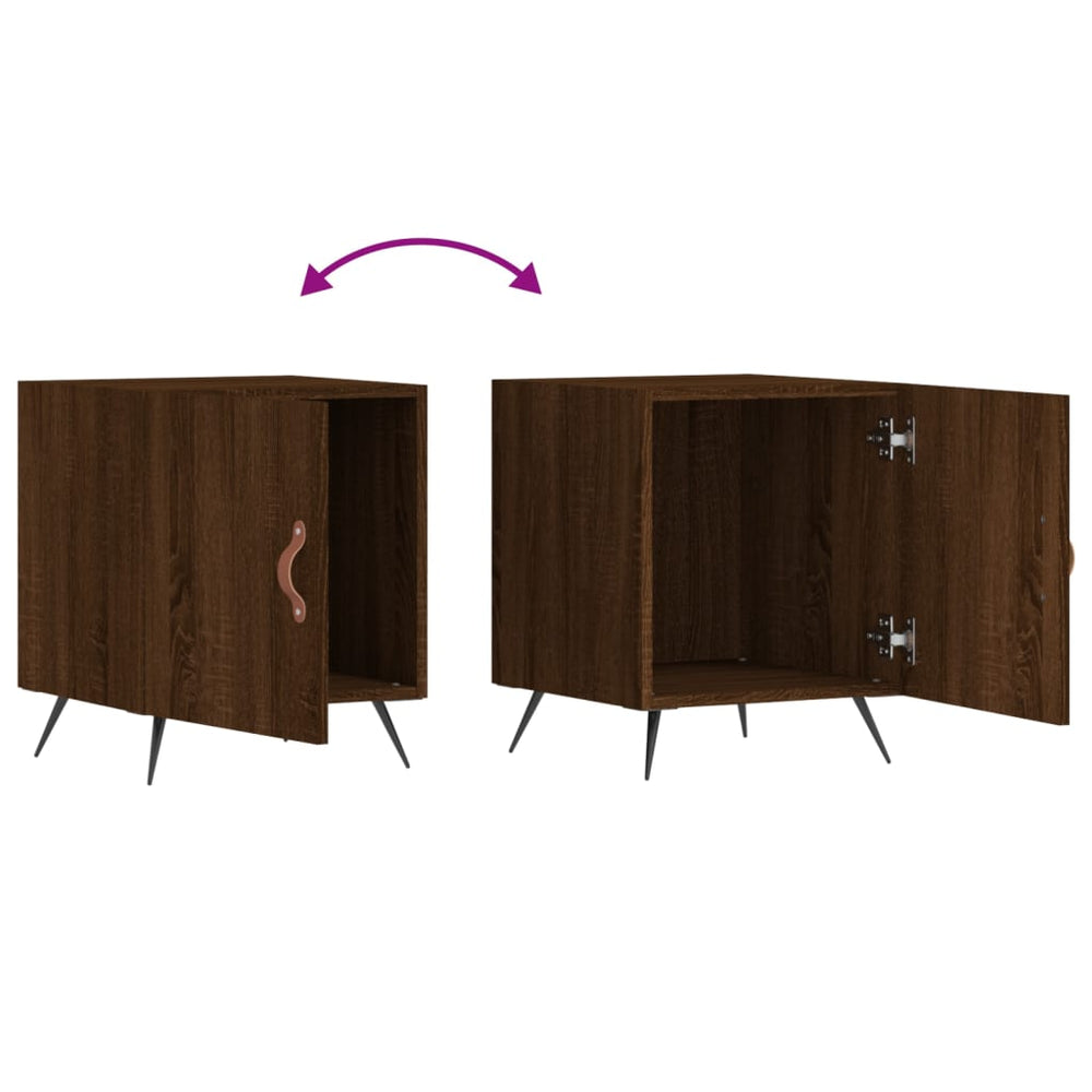 Nachtkastjes 2 st 40x40x50 cm bewerkt hout bruin eikenkleur MeubelReus