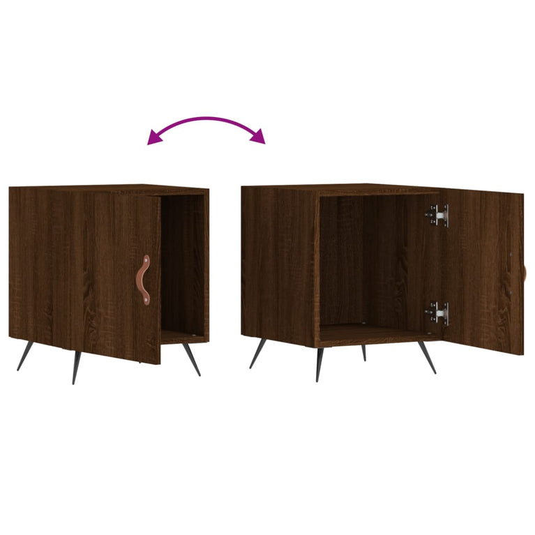 Nachtkastjes 2 st 40x40x50 cm bewerkt hout bruin eikenkleur MeubelReus