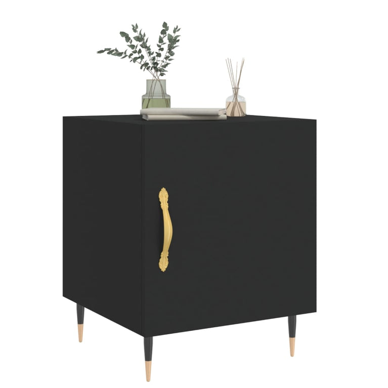 Nachtkastjes 2 st 40x40x50 cm bewerkt hout zwart MeubelReus