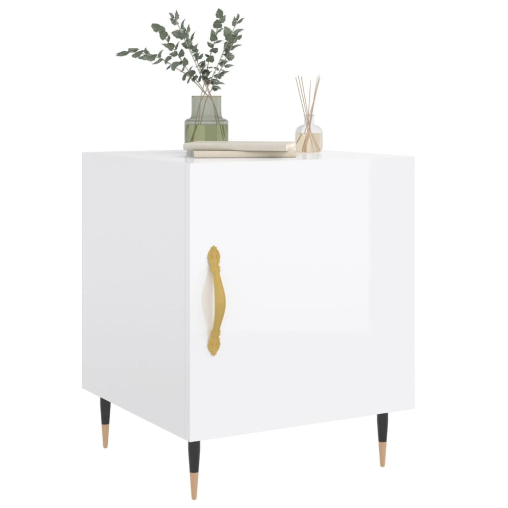 Nachtkastjes 2 st 40x40x50 cm bewerkt hout hoogglans wit MeubelReus