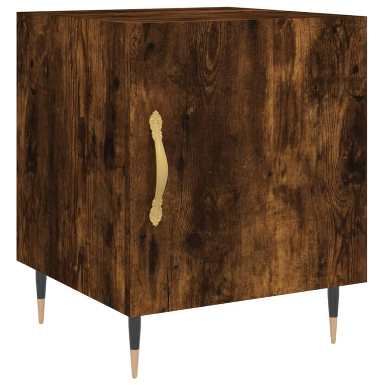 Nachtkastje 40x40x50 cm bewerkt hout gerookt eikenkleurig MeubelReus
