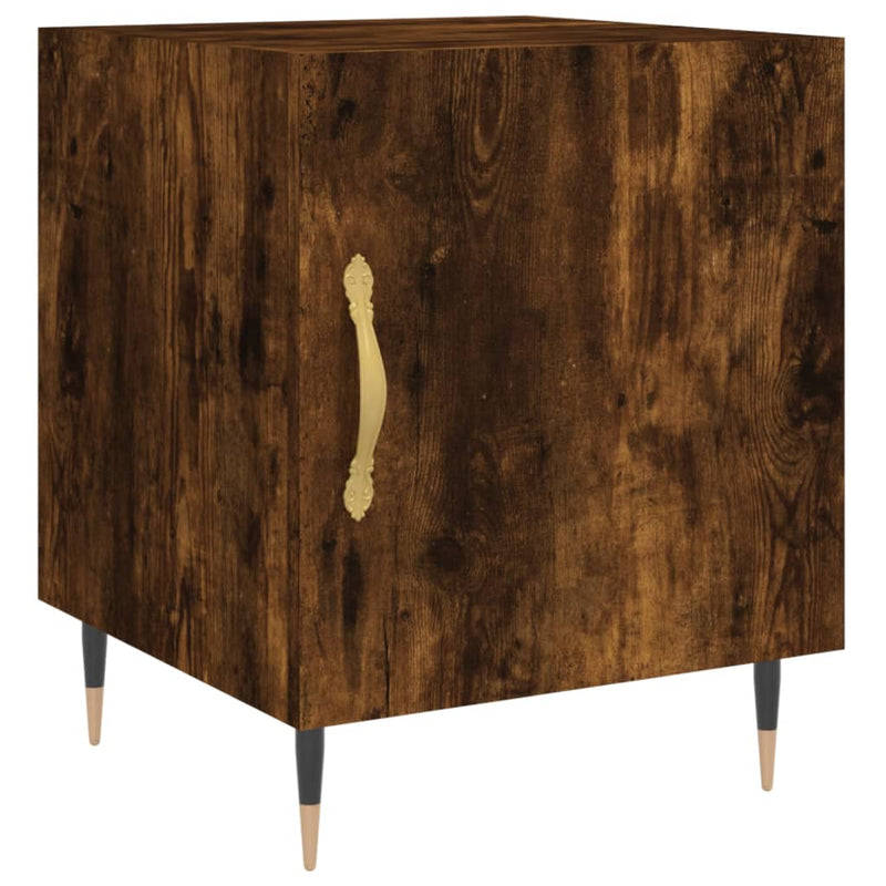 Nachtkastje 40x40x50 cm bewerkt hout gerookt eikenkleurig MeubelReus