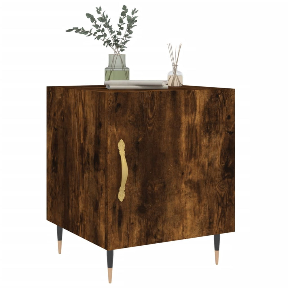 Nachtkastje 40x40x50 cm bewerkt hout gerookt eikenkleurig MeubelReus