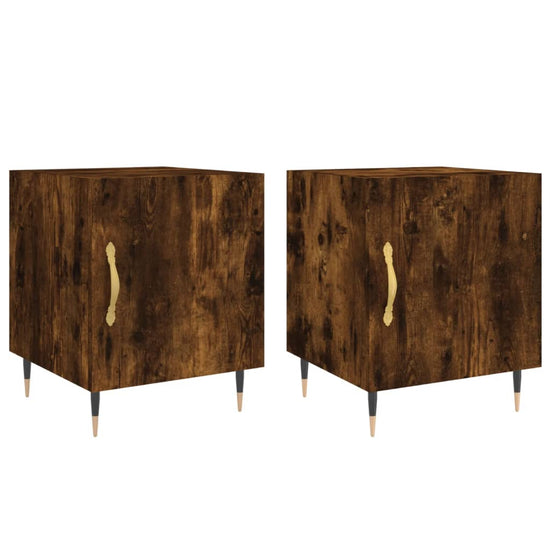 Nachtkastjes 2 st 40x40x50 cm bewerkt hout gerookt eikenkleurig MeubelReus