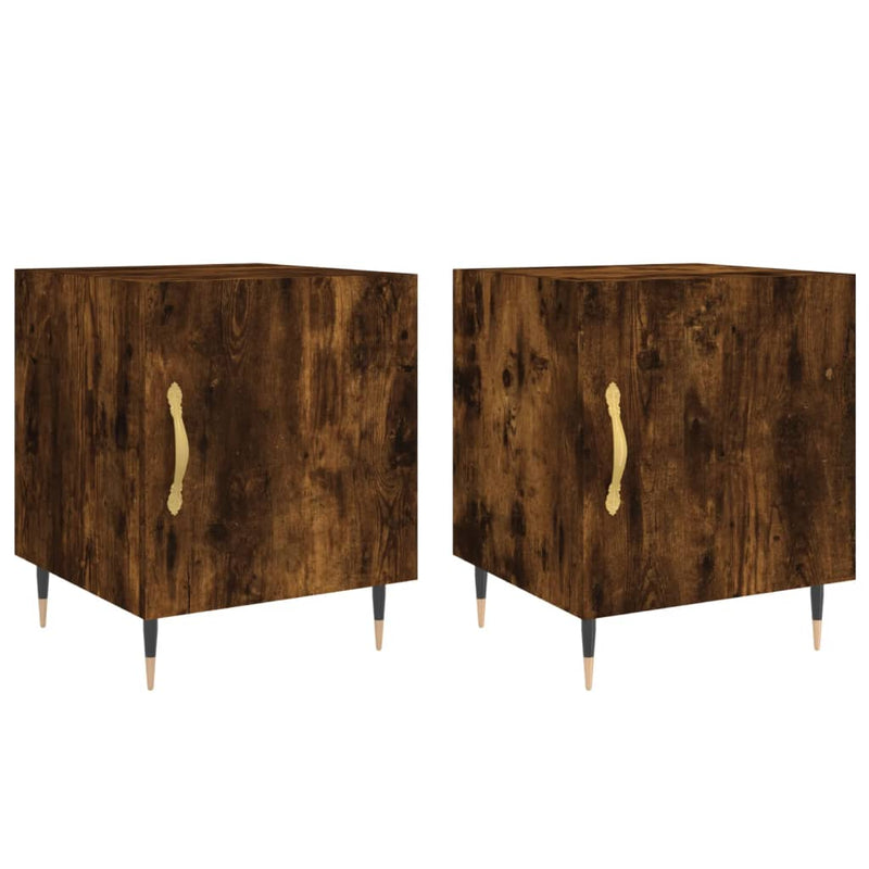 Nachtkastjes 2 st 40x40x50 cm bewerkt hout gerookt eikenkleurig MeubelReus