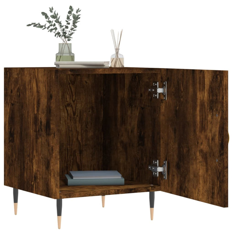 Nachtkastjes 2 st 40x40x50 cm bewerkt hout gerookt eikenkleurig MeubelReus
