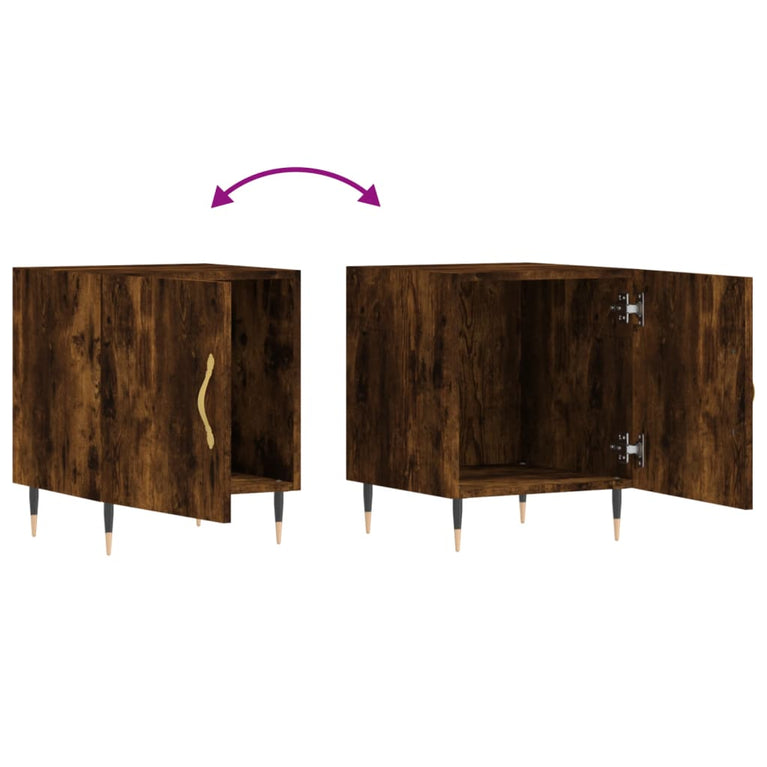 Nachtkastjes 2 st 40x40x50 cm bewerkt hout gerookt eikenkleurig MeubelReus